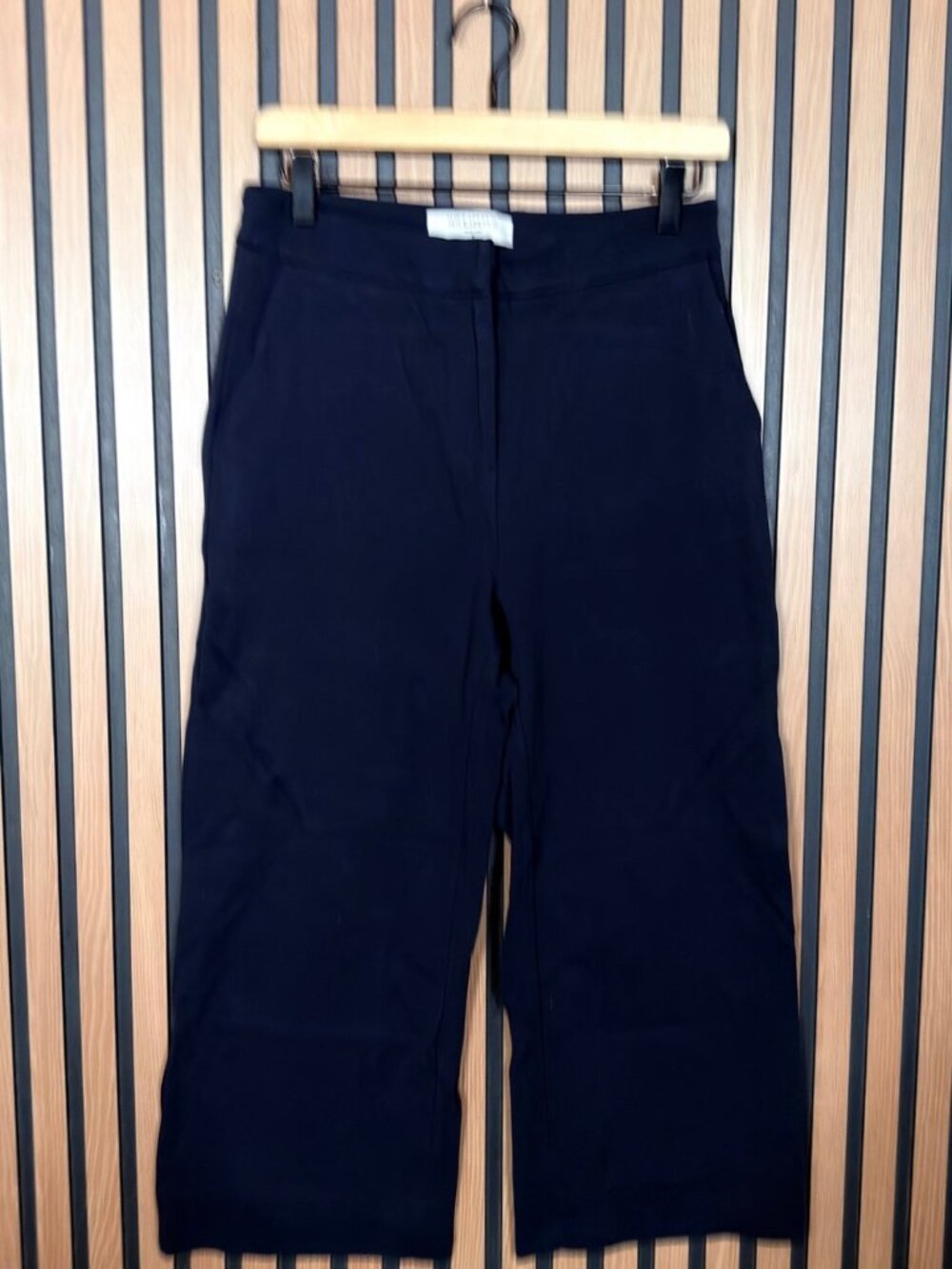 MM.Lafleur Dress Pants 8 Womens Blue Navy Nylon Stretch Cropped High Waisted